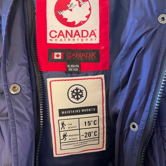 CANADA Weathergear, Navy Blue, XL, mid length puff jacket - Picture 2 of 5